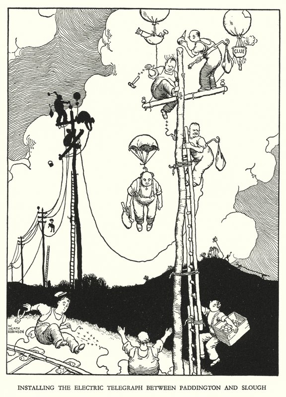 Illustration för Railway Ribaldry av W Heath Robinson (litho) av William Heath Robinson