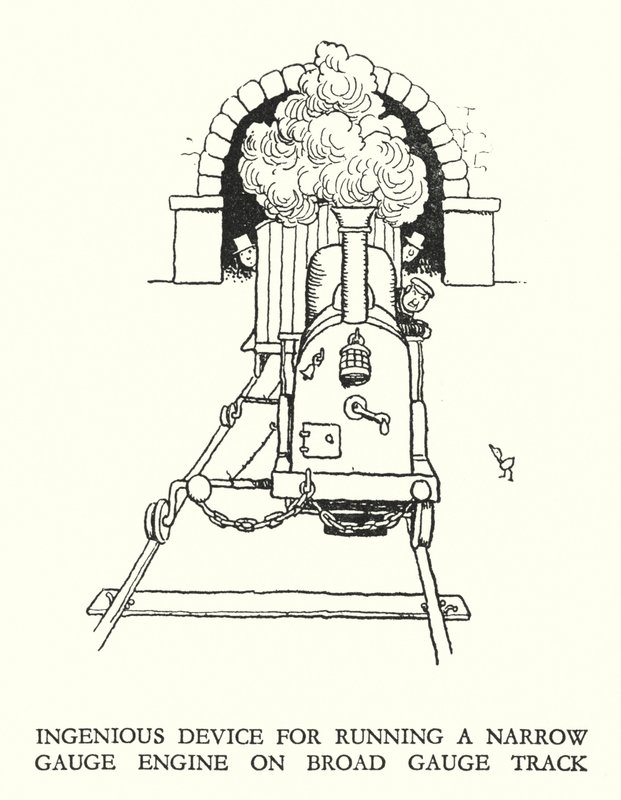 Illustration för Railway Ribaldry av W Heath Robinson (litho) av William Heath Robinson
