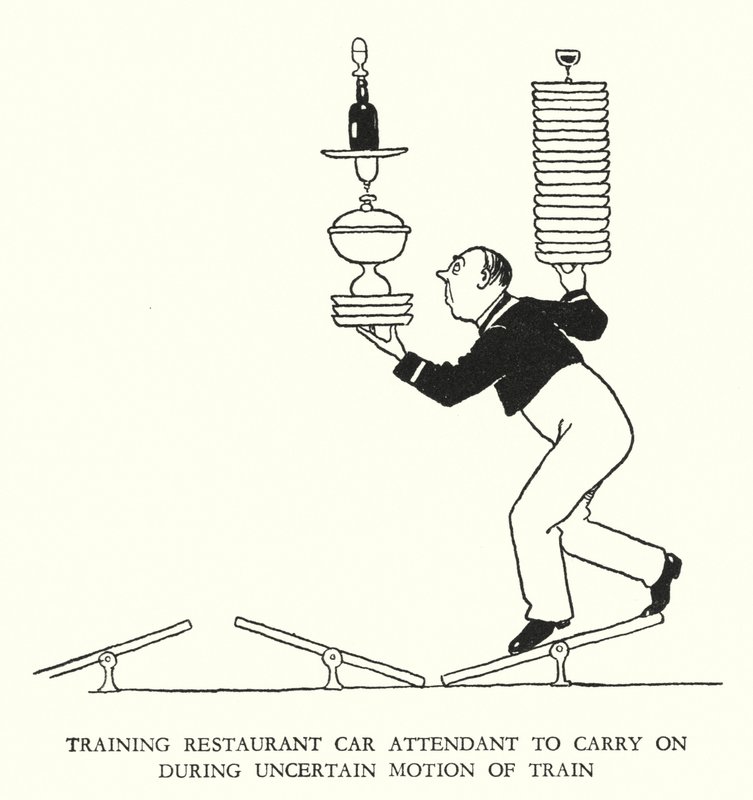 Illustration för Railway Ribaldry av W Heath Robinson (litho) av William Heath Robinson