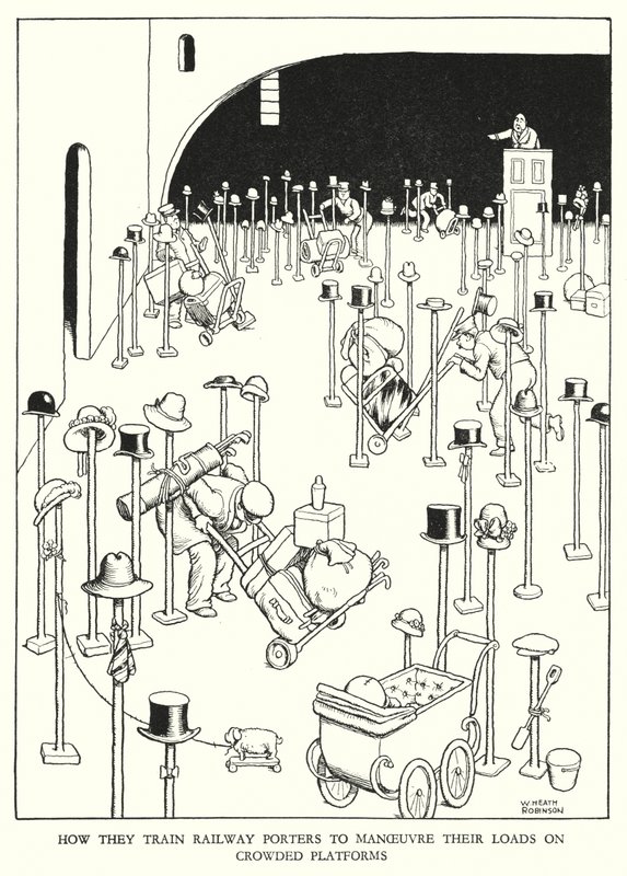 Illustration för Railway Ribaldry av W Heath Robinson (litho) av William Heath Robinson