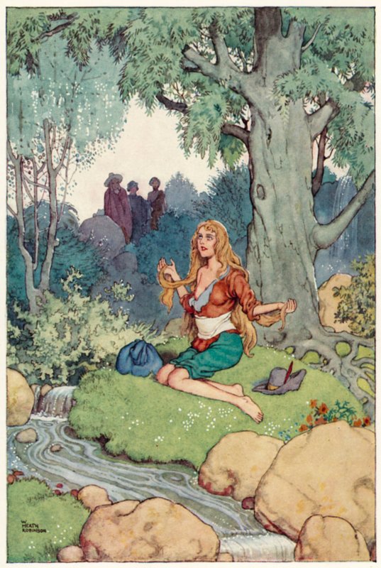 Illustration för The Adventures of Don Quijote (färg litho) av William Heath Robinson