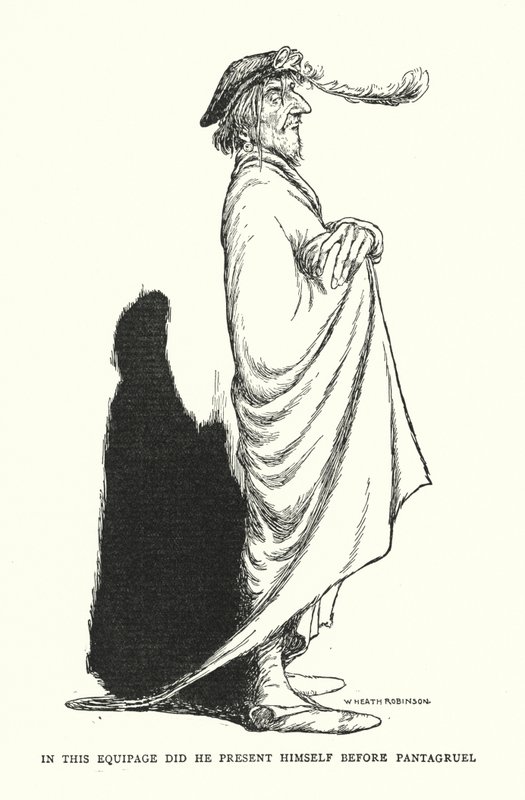 I denna utrustning presenterade han sig inför Pantagruel (litho) av William Heath Robinson