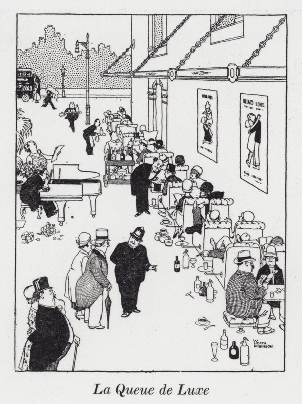 La Queue de Luxe (litho) av William Heath Robinson