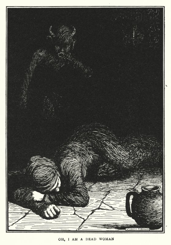 Åh, jag är en död kvinna (litho) av William Heath Robinson
