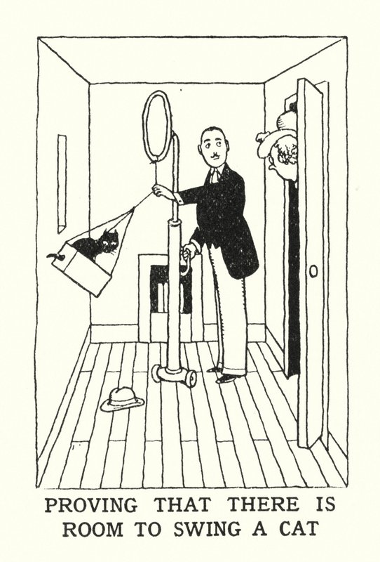 Att bevisa att det finns utrymme att gunga en katt (litho) av William Heath Robinson