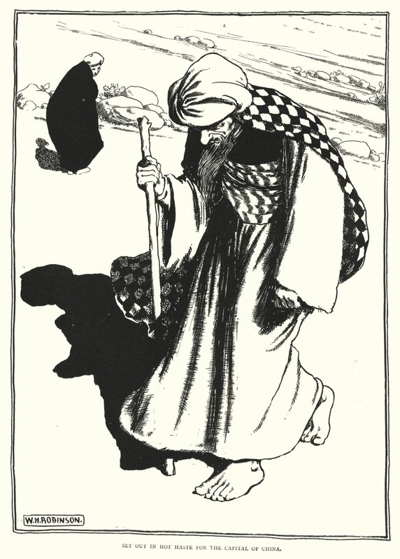 Ge dig ut i heta bråttom till Kinas huvudstad (gravyr) av William Heath Robinson