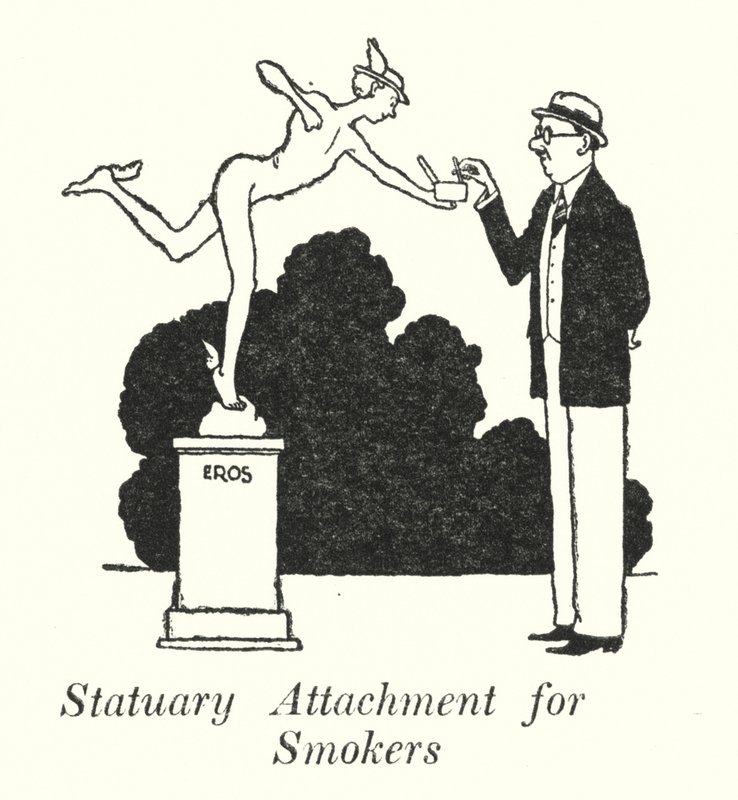 Statyfäste för rökare (litho) av William Heath Robinson