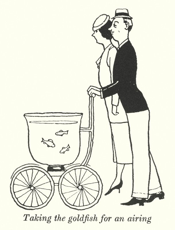 Ta guldfisken för en luftning (litho) av William Heath Robinson