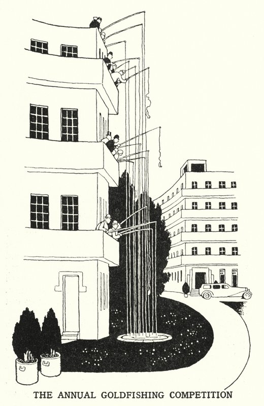 Den årliga guldfisketävlingen (litho) av William Heath Robinson