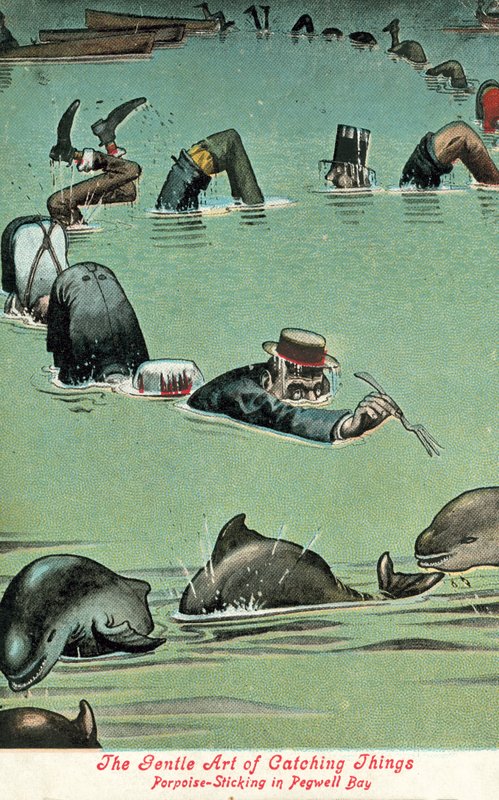 The Gentle Art of Catching Things - Tumlare som sticker i Pegwell Bay (litho i färg) av William Heath Robinson