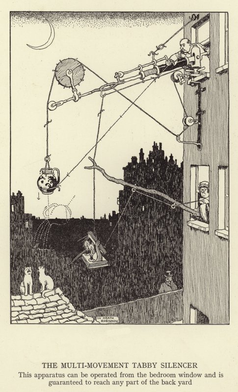 Den här apparaten kan användas från sovrumsfönstret och kan garanterat nå alla delar av bakgården. av William Heath Robinson
