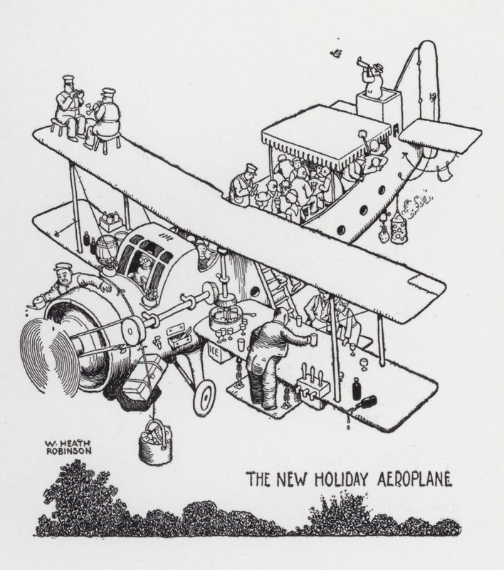 The New Holiday Airplane (litho) av William Heath Robinson