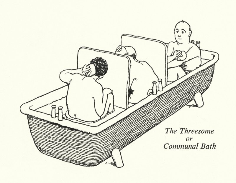 Trekanten eller gemensamt bad (litho) av William Heath Robinson