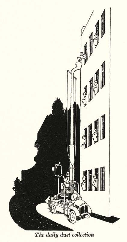 Den dagliga dammuppsamlingen (litho) av William Heath Robinson