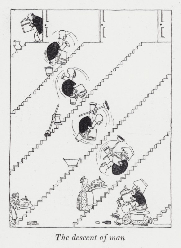 Människans härkomst (litho) av William Heath Robinson
