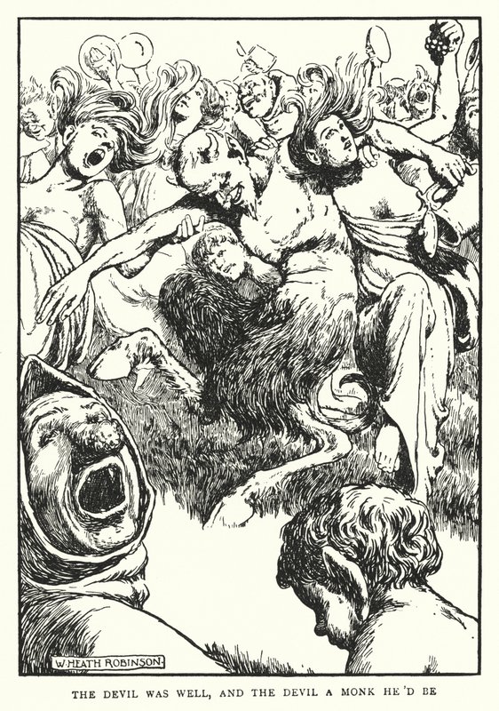 Djävulen mådde bra, och djävulen en munk han skulle vara (litho) av William Heath Robinson