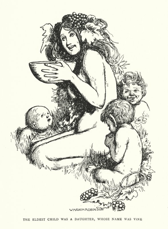Det äldsta barnet var en dotter som hette Vine (litho) av William Heath Robinson