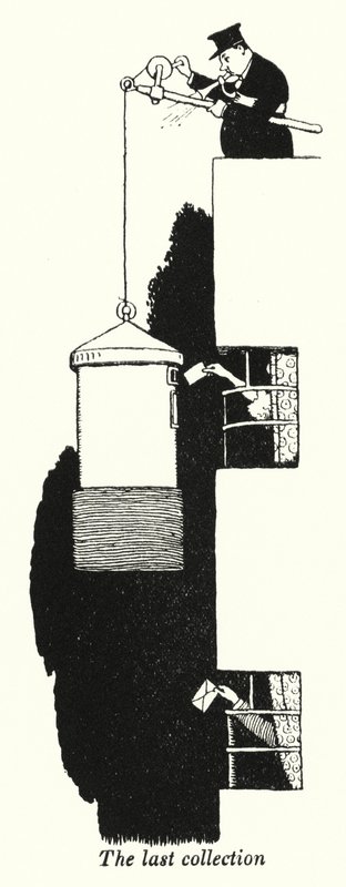 Den sista samlingen (litho) av William Heath Robinson