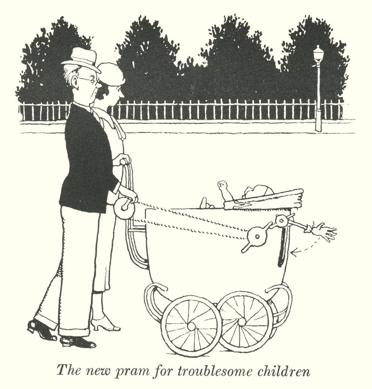 Den nya vagnen för jobbiga barn (litho) av William Heath Robinson