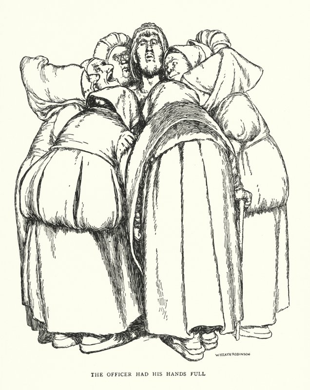Officeren hade händerna fulla (litho) av William Heath Robinson