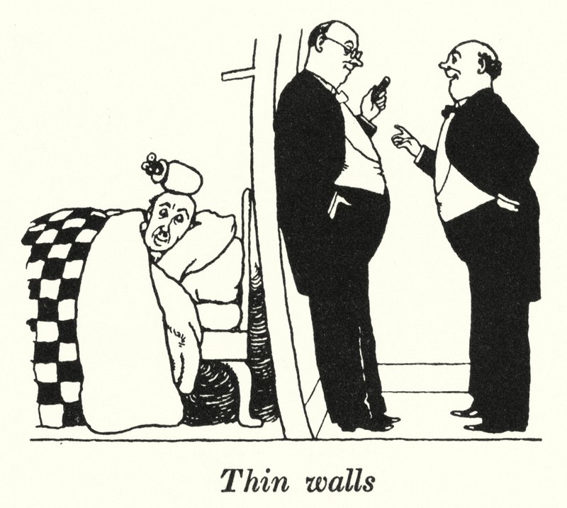 Tunna väggar (litho) av William Heath Robinson