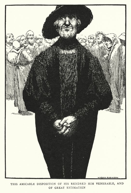 Denna vänskapliga läggning av hans gjorde honom vördnadsvärd och av stor uppskattning (litho) av William Heath Robinson