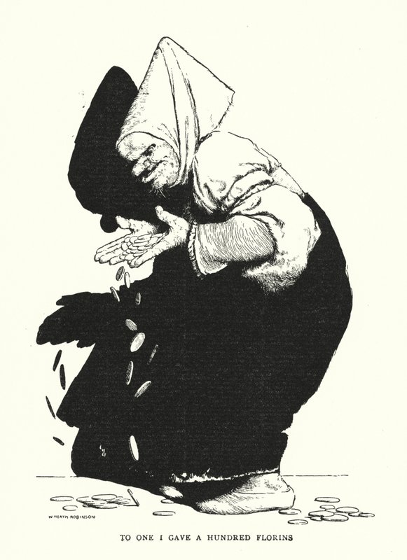 Till en gav jag hundra floriner (litho) av William Heath Robinson