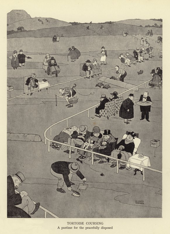 Tortoise coursing, ett tidsfördriv för fredligt inställda av William Heath Robinson