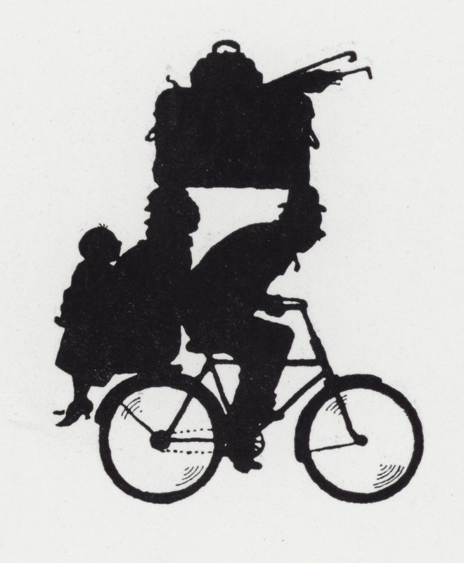 Att turnera med familjen på cykel (litho) av William Heath Robinson