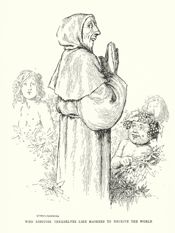 Som maskerar sig som maskerare för att lura världen (litho) av William Heath Robinson