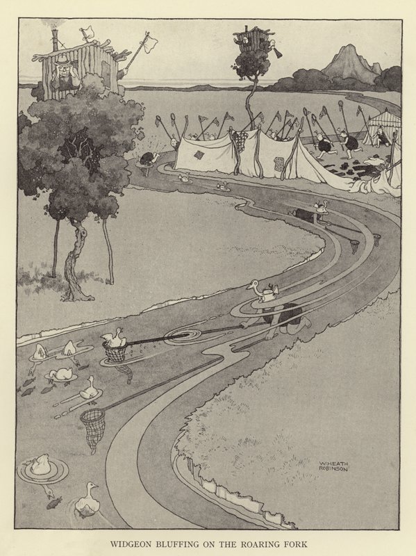 Widgeon bluffar på Roaring Fork av William Heath Robinson