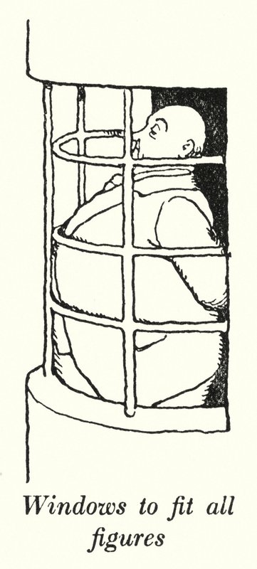 Fönster för att passa alla figurer (litho) av William Heath Robinson