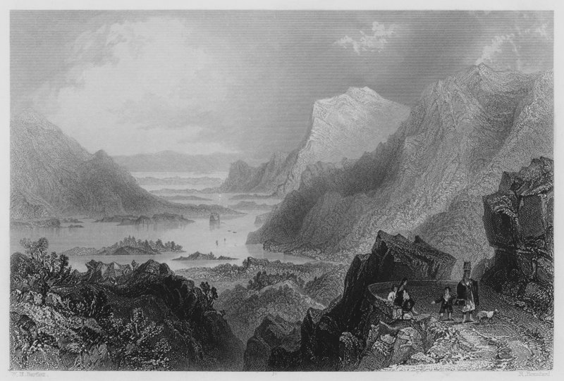 Närmar dig Killarney från Kenmare Road (gravyr) av William Henry (after) Bartlett