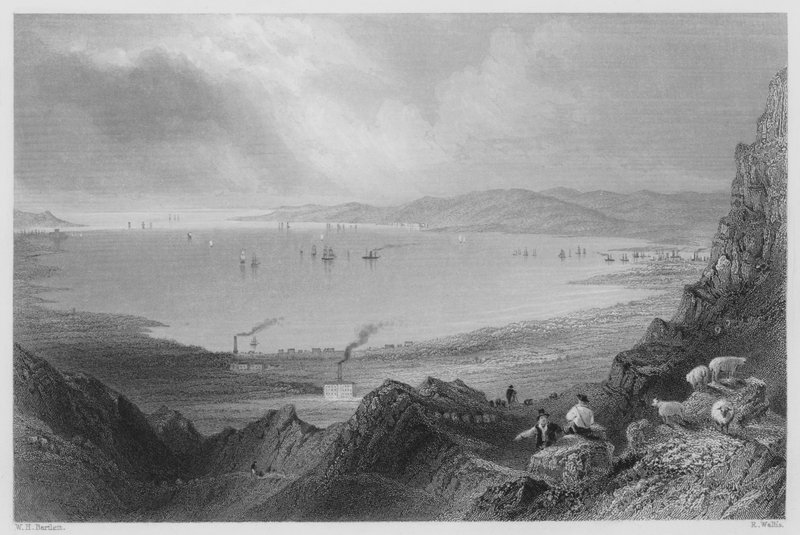 Belfast Lough (gravyr) av William Henry (after) Bartlett