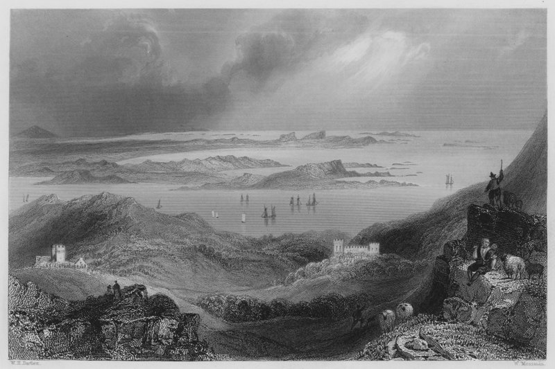 Clifden Castle, Connemara (gravyr) av William Henry (after) Bartlett
