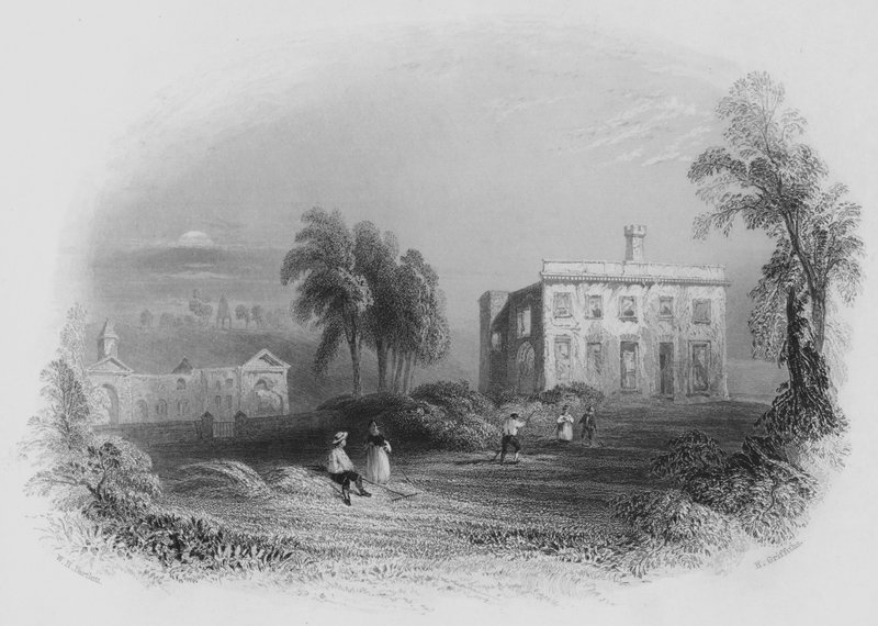 Dangan Castle, födelseplatsen för hans nåd hertigen av Wellington (gravyr) av William Henry (after) Bartlett