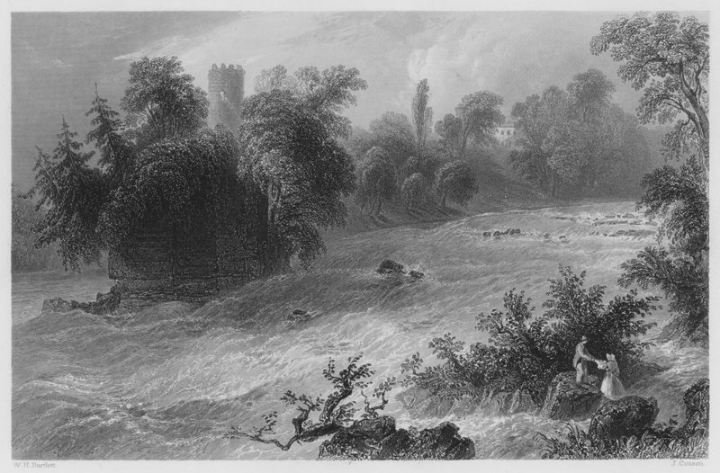 Doonass Rapids, nära Castle Connell, på Shannon (gravyr) av William Henry (after) Bartlett