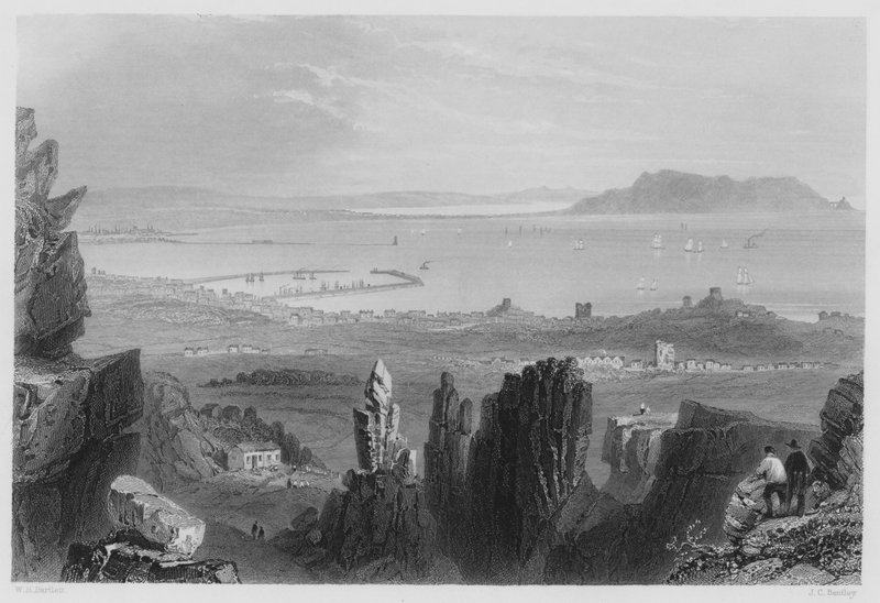 Dublin Bay, från Kingstown Quarries (gravyr) av William Henry (after) Bartlett