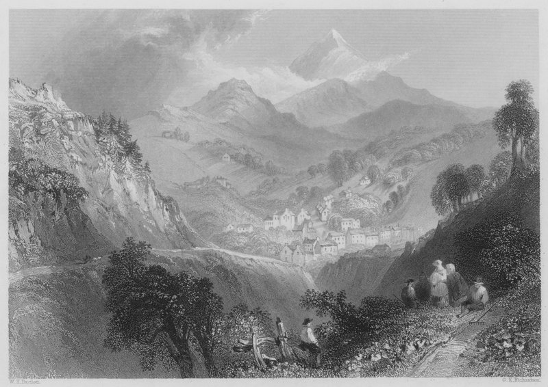 Enniskerry, nära Dublin (gravyr) av William Henry (after) Bartlett