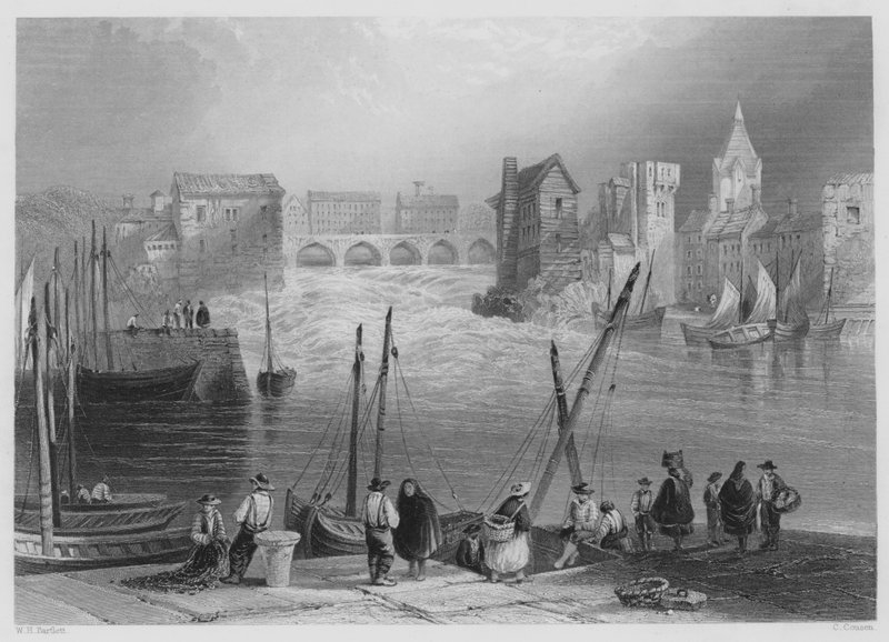 Galway, från Gladdagh (gravyr) av William Henry (after) Bartlett