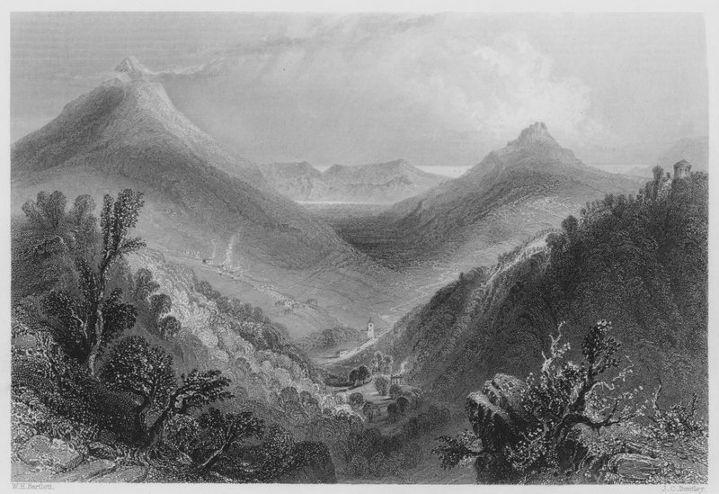 Glen of the Downs (gravyr) av William Henry (after) Bartlett