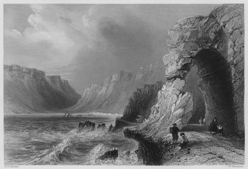 Glenariff, County Antrim (gravyr) av William Henry (after) Bartlett