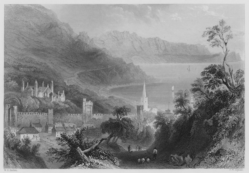 Glenarm (gravyr) av William Henry (after) Bartlett