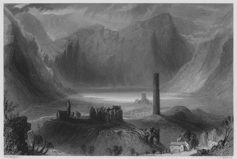 Glendalough (gravyr) av William Henry (after) Bartlett