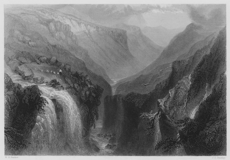 Chef för Glenmalure, County Wicklow (gravyr) av William Henry (after) Bartlett