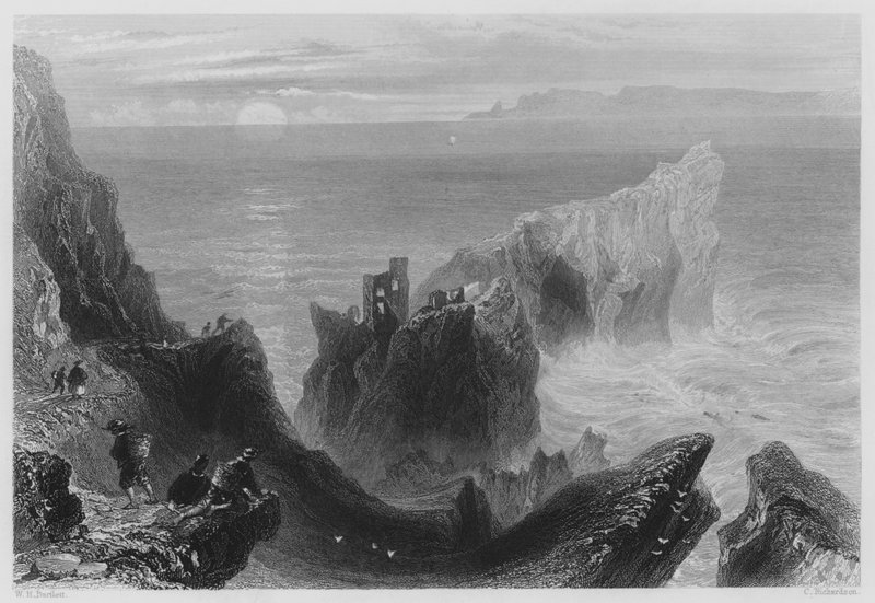 Kenbane Castle, County Antrim (gravyr) av William Henry (after) Bartlett