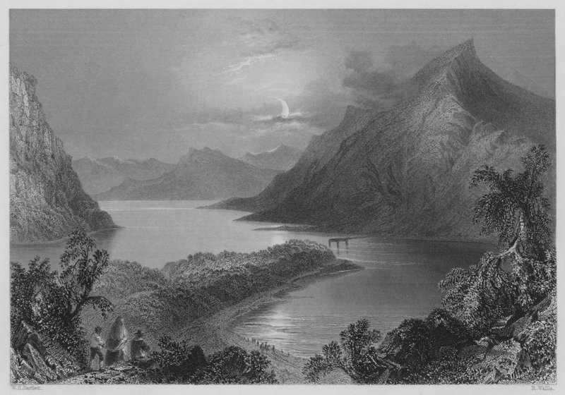 Lough Ina, Connemara (gravyr) av William Henry (after) Bartlett