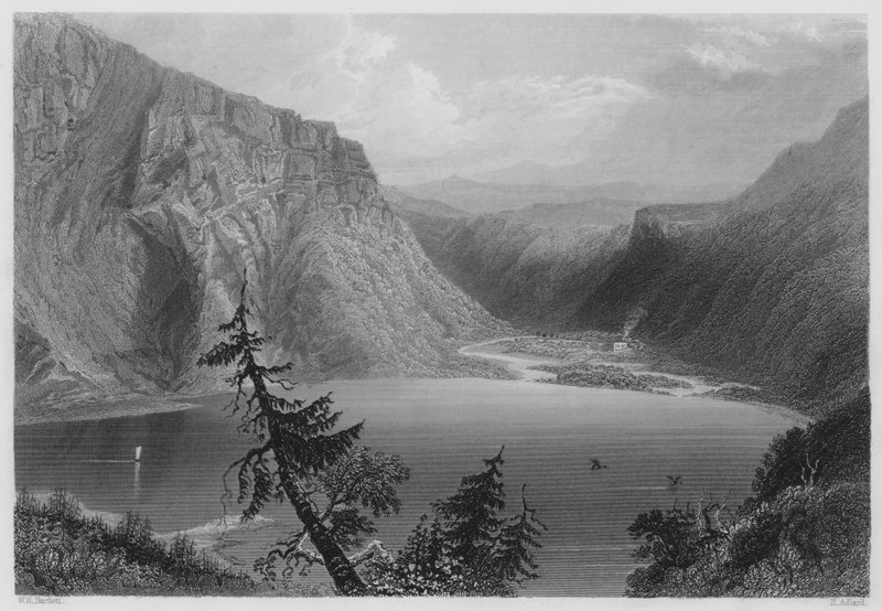 Luggelaw, County Wicklow (gravyr) av William Henry (after) Bartlett