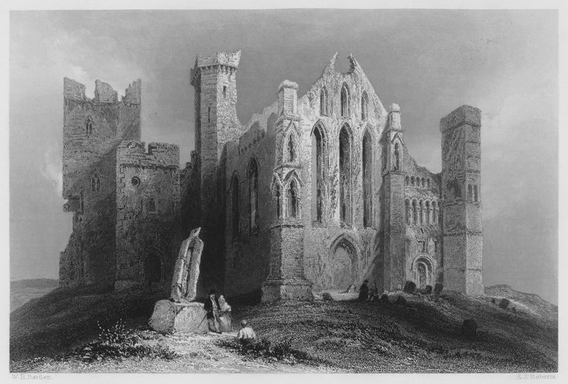 Ruiner vid Cashel, från söder (gravyr) av William Henry (after) Bartlett