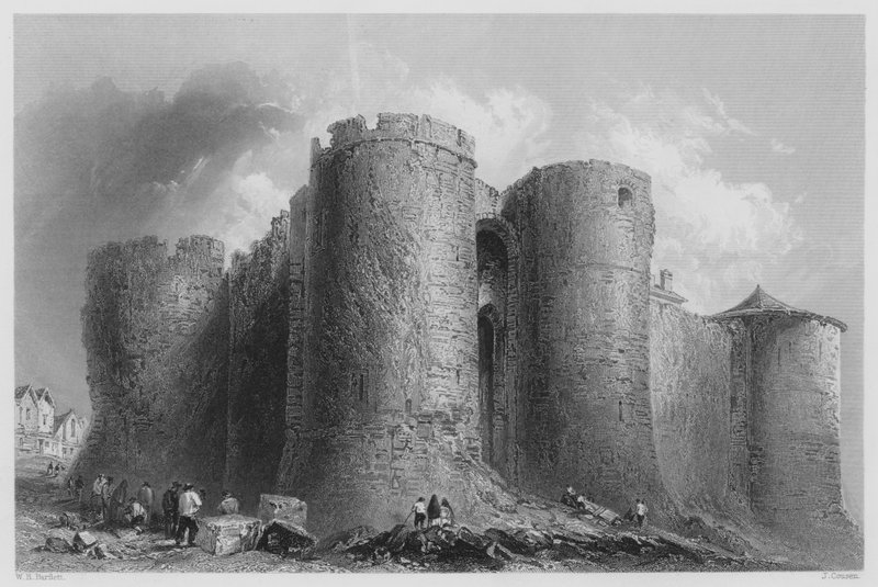 Slottet i Limerick (gravyr) av William Henry (after) Bartlett